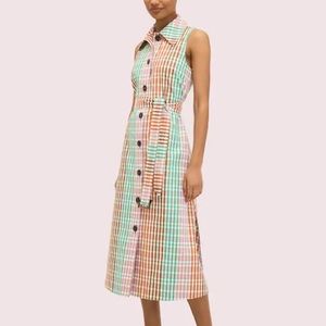 Kate Spade rainbow plaid shirt dress